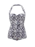 Matchesfashion.com Norma Kamali - Bill Mio Zebra-print Swimsuit - Womens - Blue Print