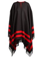 Matchesfashion.com Alexander Mcqueen - Striped Wool Blend Cape - Womens - Black Red
