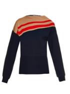 Jil Sander Asymmetric-neck Tri-colour Wool Sweater