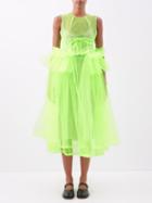 Noir Kei Ninomiya - Corset-waist Ruffled Tulle Dress - Womens - Lime Green
