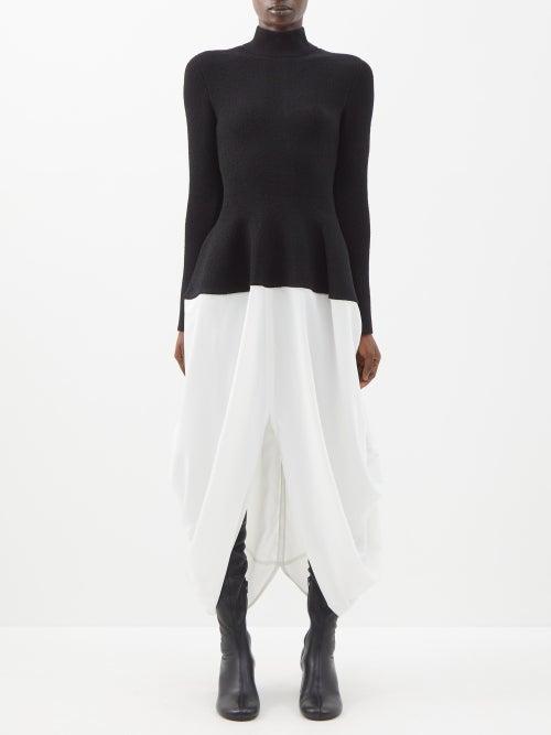 Proenza Schouler - Sculpted Boucl-knit Long-sleeved Dress - Womens - Black White