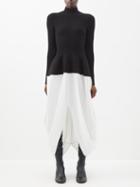 Proenza Schouler - Sculpted Boucl-knit Long-sleeved Dress - Womens - Black White