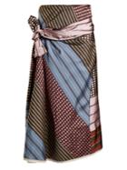 Marni Waist-tie Contrasting-print Twill Skirt