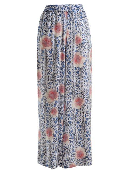 Matchesfashion.com Weekend Max Mara - Taddeo Trousers - Womens - Blue Multi