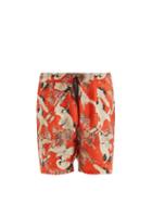 Mens Rtw Nipoaloha - Cranes In The Bamboo Silk Shorts - Mens - Red Multi