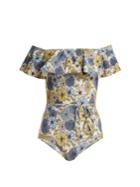 Lisa Marie Fernandez Mira Floral-print Off-shoulder Swimsuit