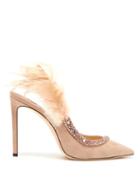 Matchesfashion.com Jimmy Choo - Tacey Crystal Embellished Suede Pumps - Womens - Nude
