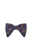 Matchesfashion.com Gucci - Horsebit Print Silk Twill Bow Tie - Mens - Navy