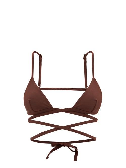 Matteau - The Wrap Recycled-fibre Triangle Bikini Top - Womens - Brown