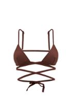 Matteau - The Wrap Recycled-fibre Triangle Bikini Top - Womens - Brown