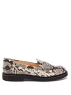 Matchesfashion.com Tod's - Python Effect Leather Loafers - Womens - Black White