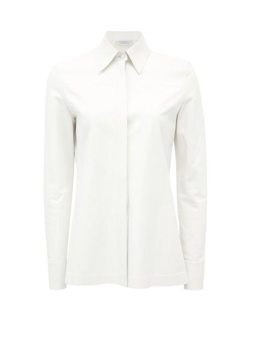 Matchesfashion.com Gabriela Hearst - Timmins Leather Shirt - Womens - White