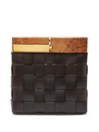 Matchesfashion.com Bottega Veneta - Bv Snap Intrecciato-leather Clutch Bag - Womens - Dark Brown