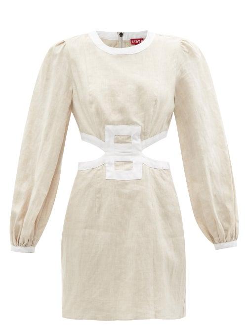Ladies Rtw Staud - Judy Cutout Linen Mini Dress - Womens - Cream/white