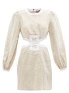 Ladies Rtw Staud - Judy Cutout Linen Mini Dress - Womens - Cream/white