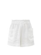 Matchesfashion.com Casa Raki - Emilia High-rise Organic-linen Shorts - Womens - White