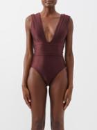 Haight - Isabel Plunge-front Swimsuit - Womens - Brown