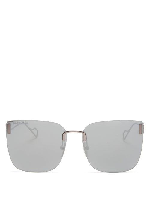 Matchesfashion.com Balenciaga - Square Metal Sunglasses - Womens - Silver