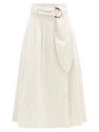Matchesfashion.com Mara Hoffman - Esperanza Belted Organic Cotton-blend Midi Skirt - Womens - Ivory