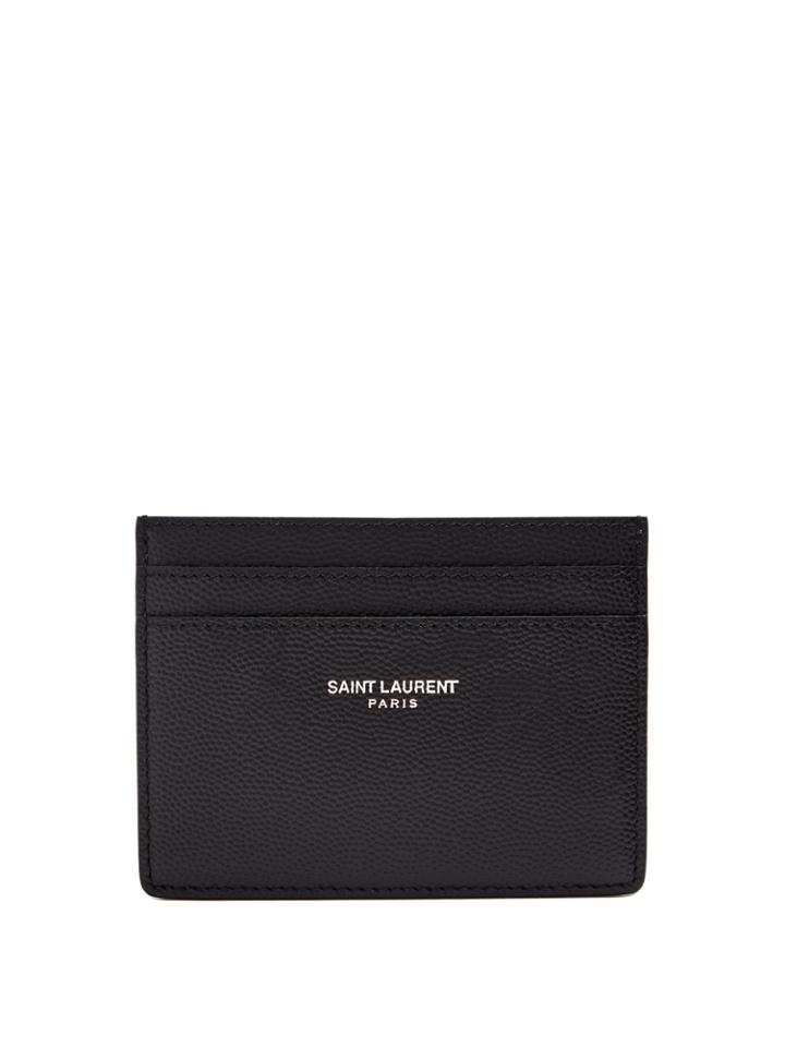 Saint Laurent Logo-debossed Grained-leather Cardholder