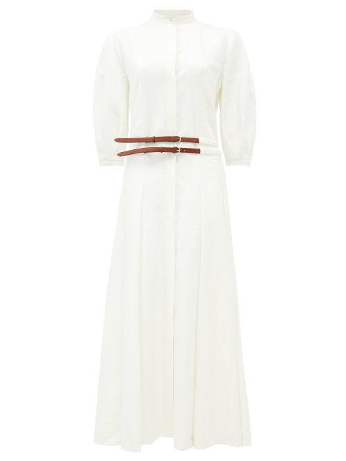 Matchesfashion.com Gabriela Hearst - Lewis Belted Dress - Womens - Ivory