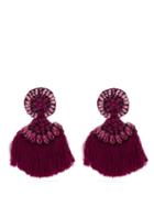 Matchesfashion.com Etro - Crystal Embellished Fringed Clip On Earrings - Womens - Pink