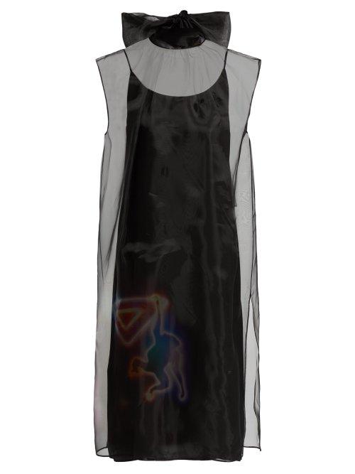 Matchesfashion.com Prada - Monkey Print Organza Dress - Womens - Black Multi