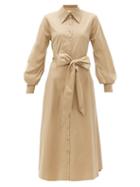 Matchesfashion.com Racil - Selman Cutout Cotton Shirt Dress - Womens - Beige