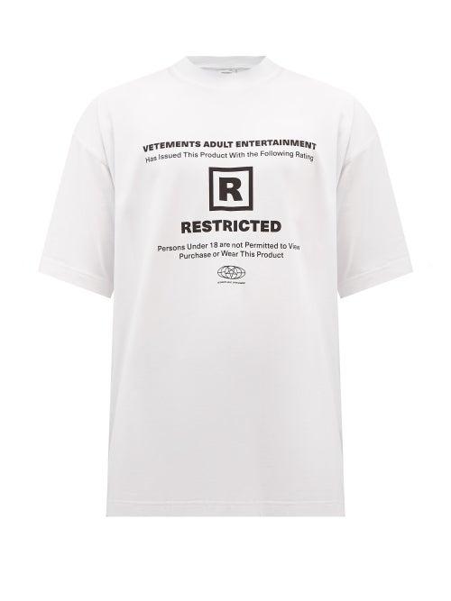 Vetements - 18+ Print Cotton-jersey T-shirt - Mens - White