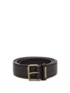 Matchesfashion.com Saint Laurent - Logo Engraved Leather Belt - Mens - Black