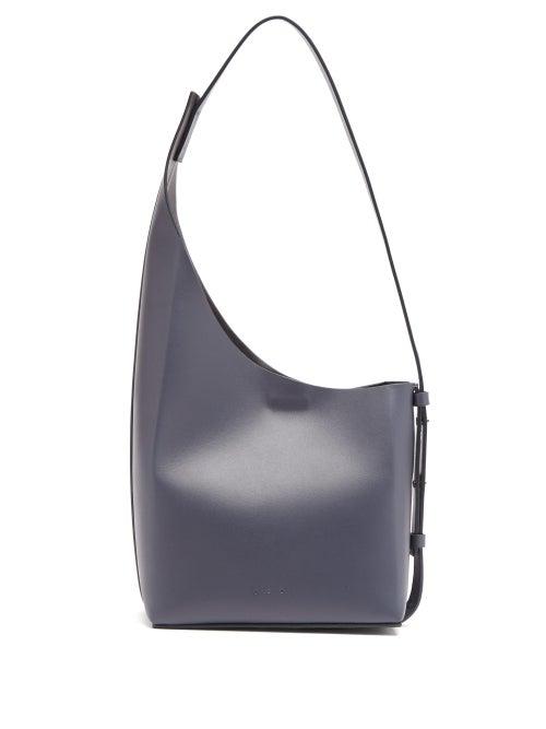 Matchesfashion.com Aesther Ekme - Demi Lune Leather Bucket Bag - Womens - Navy