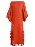 Matchesfashion.com Rhode Resort - Delilah Open Neck Tassel Trimmed Dress - Womens - Red