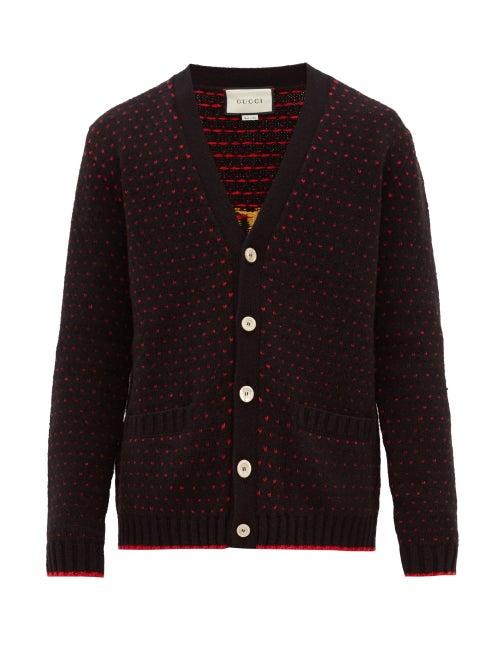 Matchesfashion.com Gucci - Lamb-intarsia Wool Cardigan - Mens - Black