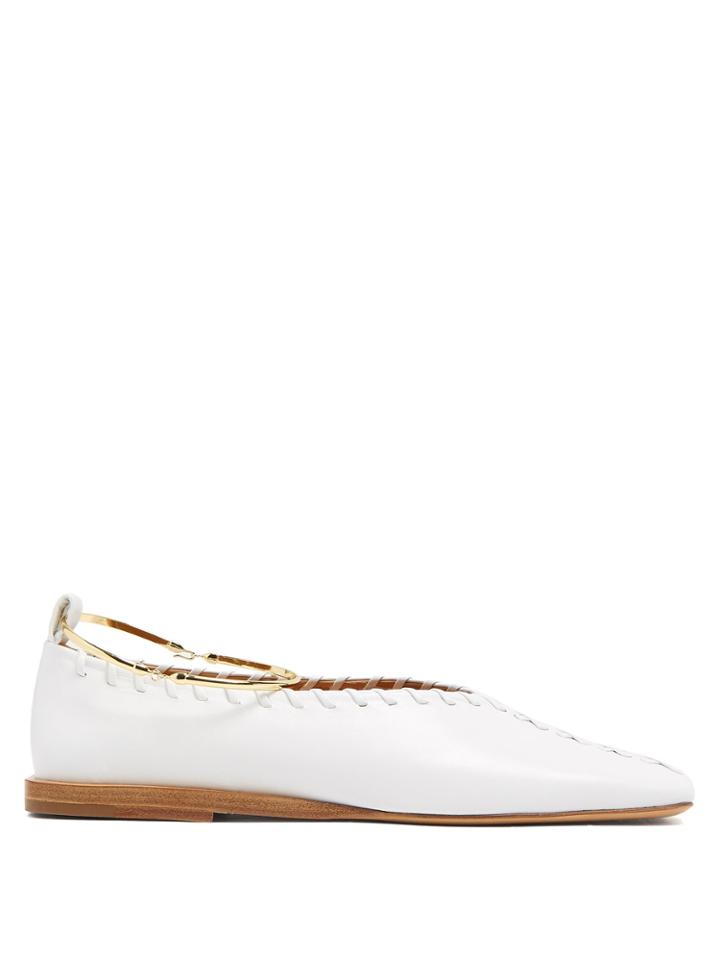 Jil Sander Whipstitched Leather Ballet Flats