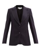 Victoria Beckham - Striped Wool-twill Jacket - Womens - Navy