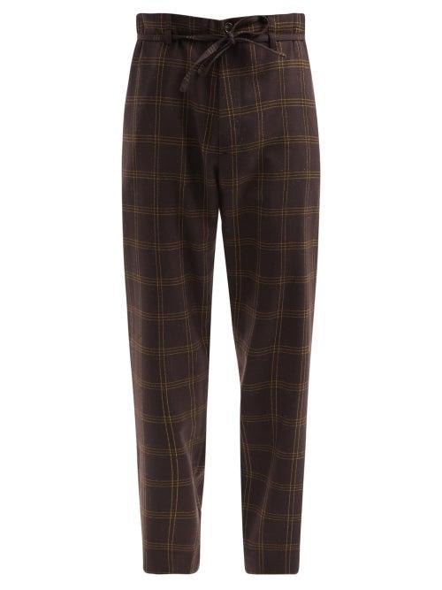 Matchesfashion.com Marni - Checked Wool-blend Straight-leg Trousers - Mens - Black Brown