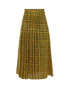 Matchesfashion.com Alessandra Rich - Pleated Houndstooth-print Silk Skirt - Womens - Yellow Print