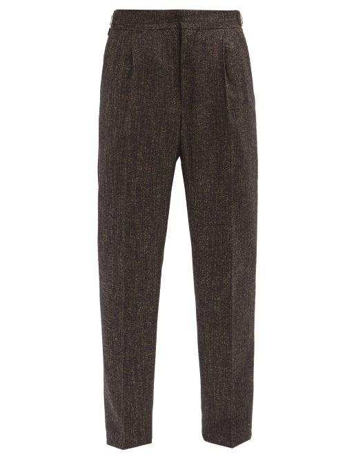 Matchesfashion.com Umit Benan B+ - High-rise Pleated Camel-hair Trousers - Mens - Dark Brown