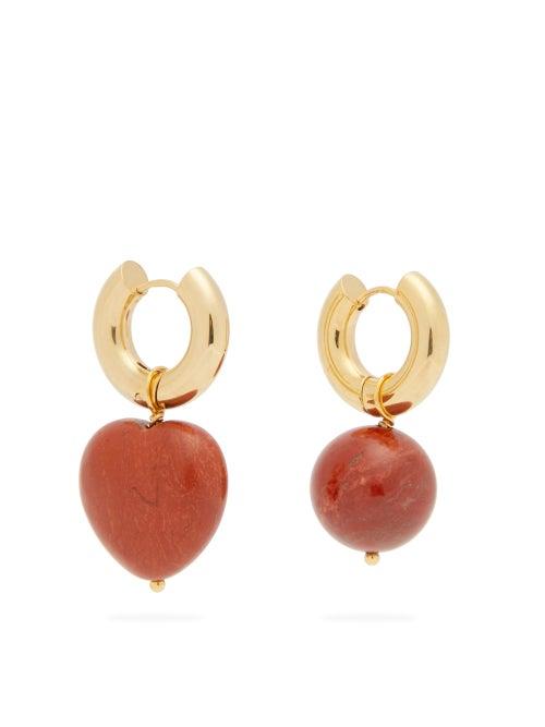 Matchesfashion.com Timeless Pearly - Mismatched Heart 24kt Gold-plated Earrings - Womens - Gold