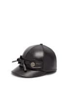 Matchesfashion.com Miu Miu - Bow Leather Cap - Womens - Black