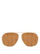 Matchesfashion.com Fendi - Ff-print Aviator Metal Sunglasses - Womens - Brown Gold
