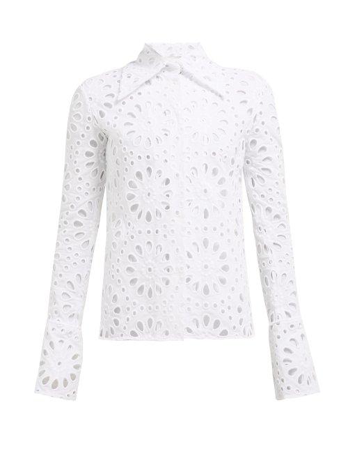 Matchesfashion.com A.w.a.k.e. Mode - Tonie Richelieu Broderie Anglaise Cotton Shirt - Womens - White
