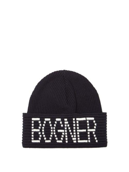 Matchesfashion.com Bogner - Joris Logo Intarsia Wool Blend Beanie - Womens - Navy