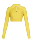 Dolce & Gabbana - Point-collar Ribbed-knit Sweater - Womens - Yellow