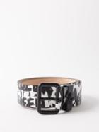 Alexander Mcqueen - Graffiti-logo Leather Belt - Mens - Black White
