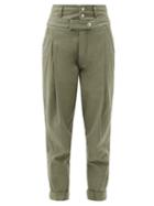 Matchesfashion.com Frame - High-rise Cotton Military Trousers - Womens - Khaki