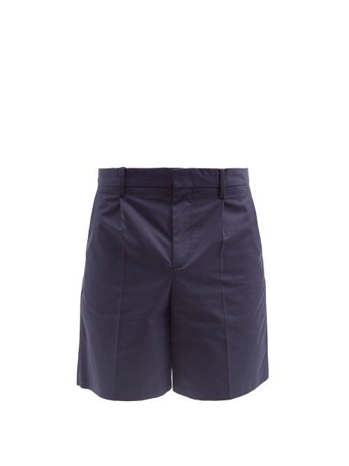 Matchesfashion.com A.p.c. - Terry Single-pleat Cotton-blend Gabardine Shorts - Mens - Blue