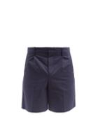 Matchesfashion.com A.p.c. - Terry Single-pleat Cotton-blend Gabardine Shorts - Mens - Blue