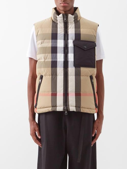 Burberry - Romford Reversible Checked Padded Gilet - Mens - Camel Check