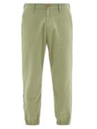 Matchesfashion.com Gucci - Embroidered Lyre Zipped Cuff Cotton Twill Chinos - Mens - Light Green